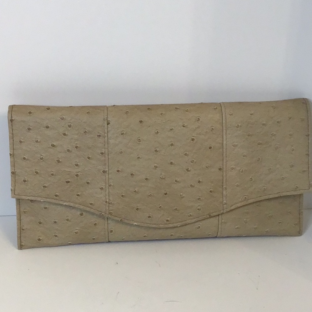 VINTAGE TAUPE COLOR LONG CLUTCH HAND BAG